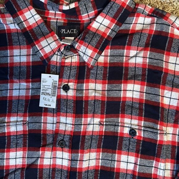 NWT- Place - Men’s Flannel Plaid Button Down - Size XXL - Picture 2 of 5